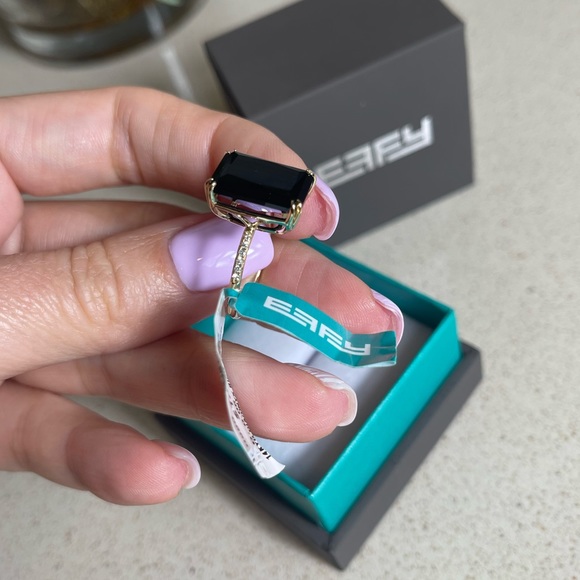 $1,595 New Authentic EFFY 14K Yellow Gold, Onyx & Diamond Ring size 7 - Picture 12 of 17